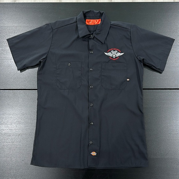 Harley-Davidson Dickeys Button Up Garage Collar Shirt - M - Picture 1 of 7